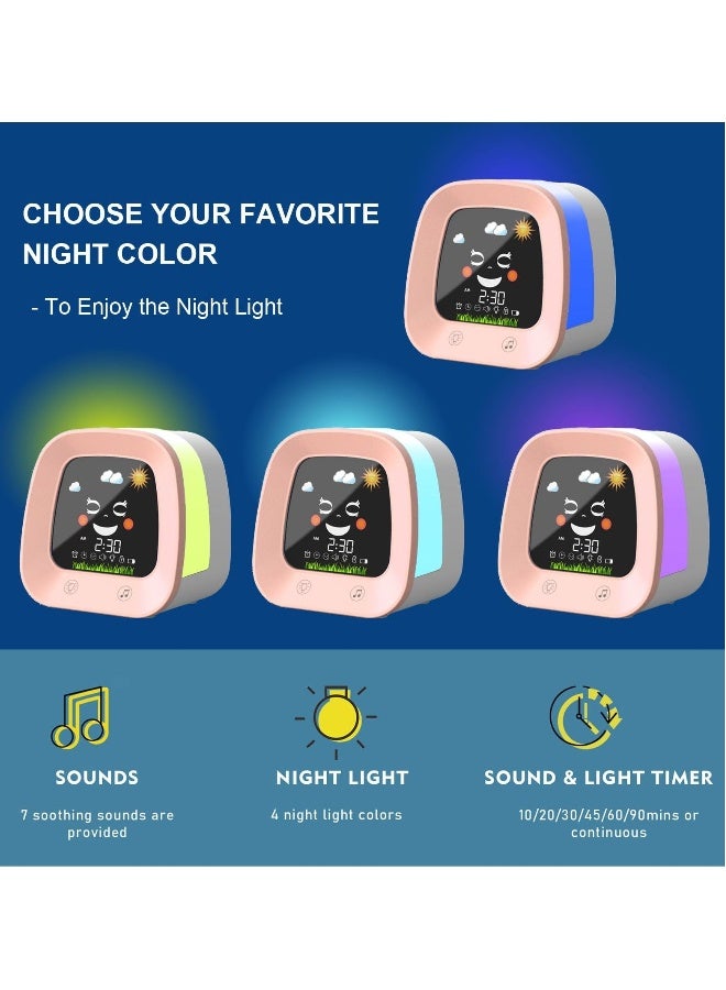 Kids Alarm Clock, Digital Wake up Clock for Kids Bedroom, Toddlers Sleep Trainer with Sound Machine Night Light Nap Timer, Digital Clocks for Boy Girl Birthday Gift  - Image 2
