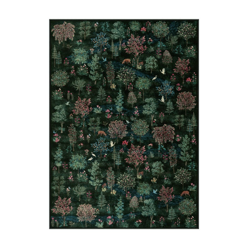 Wonnitar Forest Dark Green Rug for Living Room, Washable 5x7 Area Rugs Ultra-Thin, Boho Soft Non Slip Stain Resistant Woodland Jungle Carpet for Bedroom, Dining Room, Office - Image 2