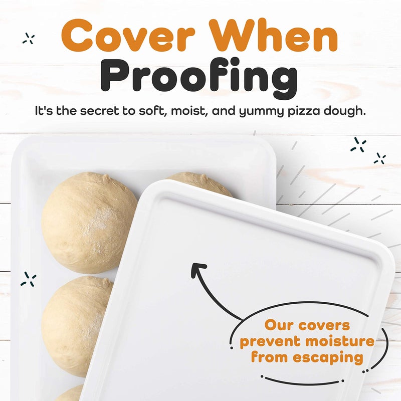 GSM Brands صندوق تخمير عجينة البيتزا من GSM Brands - صواني تجارية قابلة للتكديس مع أغطية (17.25 × 13 بوصة) - 2 صينية و 2 غطاء - Image 3