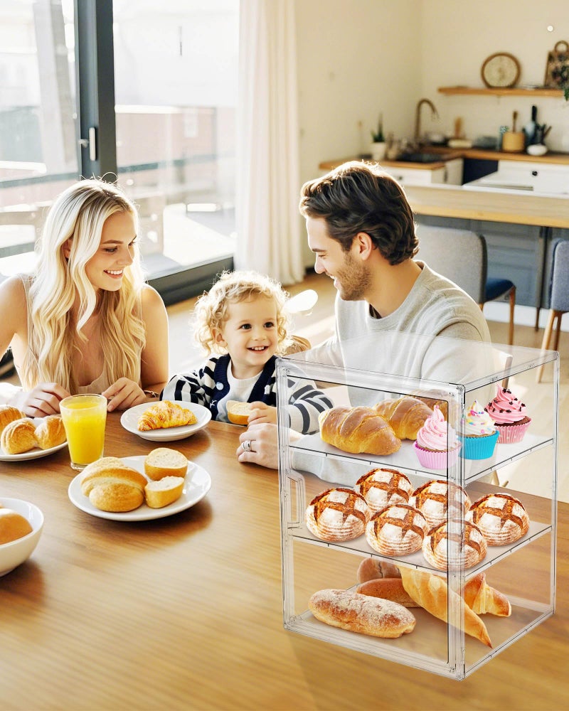 MEI NIAN Pastry Display Case,Bread Box for Kitchen Countertop,4-Layer Adjustable BreadBox, Large Capacity Bread Box for Home-baked Breads,Muffins,Bagel Storage Container, Bread Holder 1-Pack - Image 3