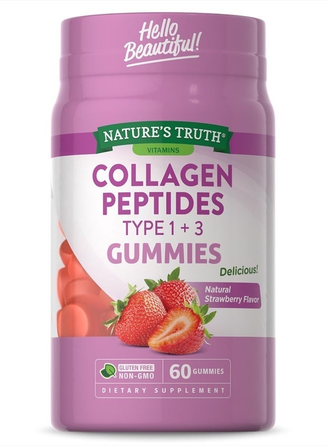 Nature's Truth جواهر الكولاجين للنساء | 60 حبة نوع 1 و 3 | نكهة الفراولة الطبيعية | غير معدلة وراثيًا، خالية من الغلوتين مكمل ببتيد الكولاجين | من ناتشرز تروث - Image 3