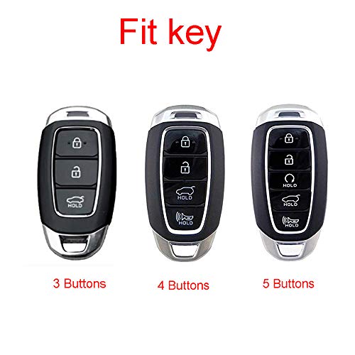 ROYALFOX(TM 3 4 5 buttons soft tpu carbon fiber silicone smart remote Key Fob case Cover shell For Hyundai i30 Azera ix35 Elantra Accent Santa Fe IG Grandeur,2017-2020 Hyundai Palisade (black) - Image 2