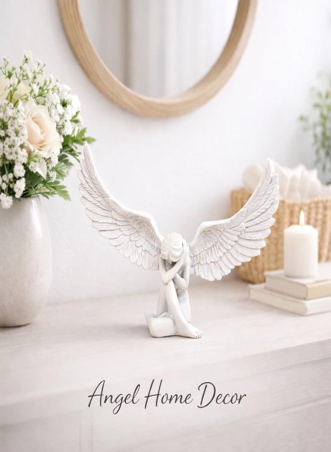 Kudriod Angel Decor Figurine – Small Winged Angel Statue, Resin Angel Decor for Shelf or Tabletop Display, Elegant Home Decor for Bedroom, Living Room, Meaningful Sympathy Gift - Image 3