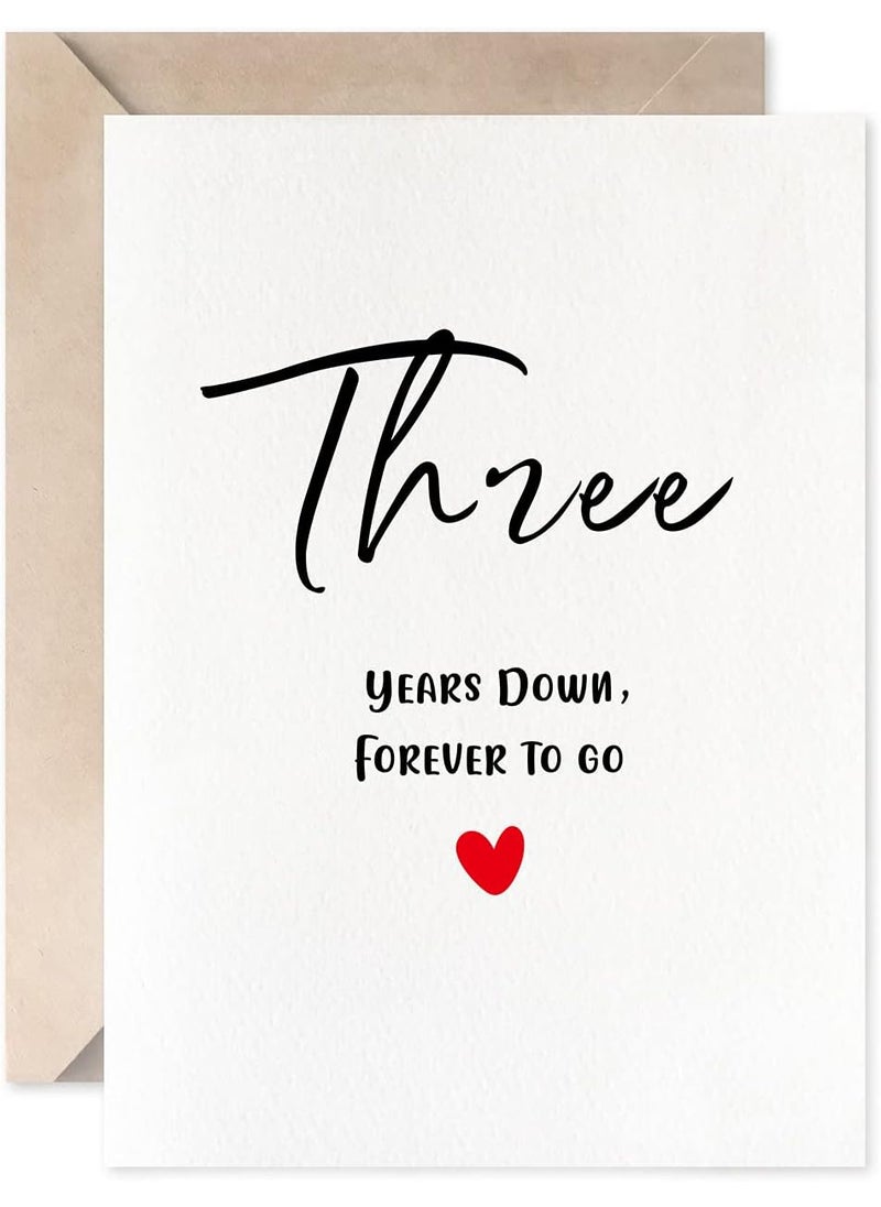 MAGJUCHE MAGJUCHE Third Anniversary Card Three Years Down Forever To Go Romantic 3rd Valentines Day Wedding Card For Husband Wife  - Image 1