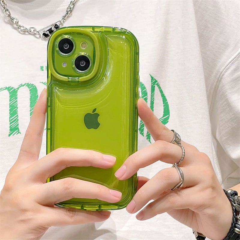 Ownest Compatible with iPhone 14 Case with Clear Kickstand Creative Protective Design Case with Camera Holder for TPU Slim Shockproof Cool Phone Case for iPhone 14-Green - Image 5