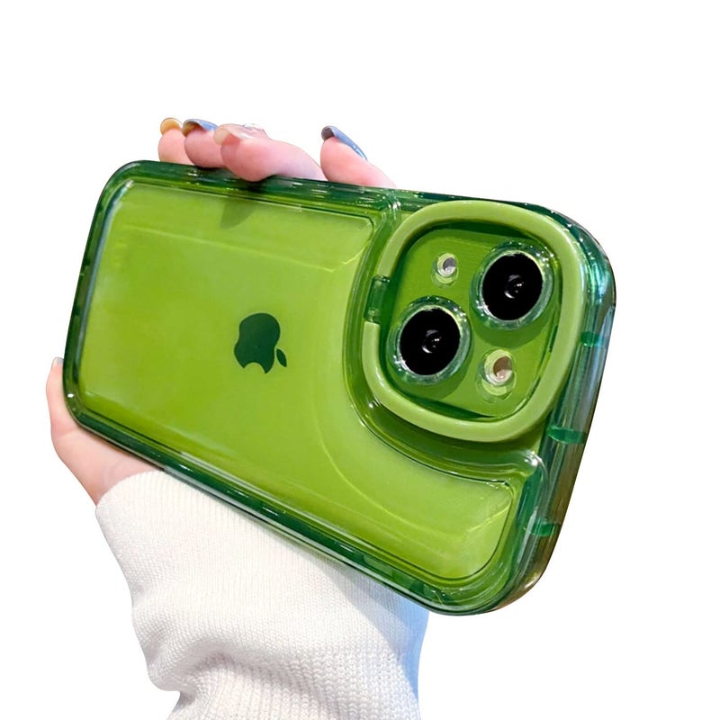Ownest Compatible with iPhone 14 Case with Clear Kickstand Creative Protective Design Case with Camera Holder for TPU Slim Shockproof Cool Phone Case for iPhone 14-Green - Image 1