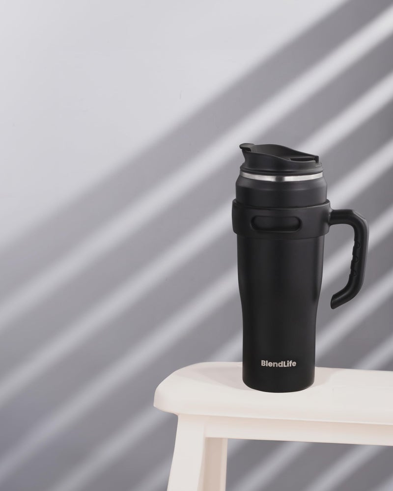 BlendLife Insulated Premium Vacuum Tumbler|1.2L Stainless Steel Travel Mug with Handle,Lid & Straw|Double-Wall Thermal Design for Hot & Cold Drinks|Best for Coffee,Iced Tea,or Water|Black,1.2 Litre - Image 5