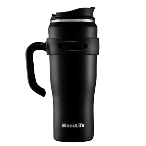 BlendLife Insulated Premium Vacuum Tumbler|1.2L Stainless Steel Travel Mug with Handle,Lid & Straw|Double-Wall Thermal Design for Hot & Cold Drinks|Best for Coffee,Iced Tea,or Water|Black,1.2 Litre - Image 1