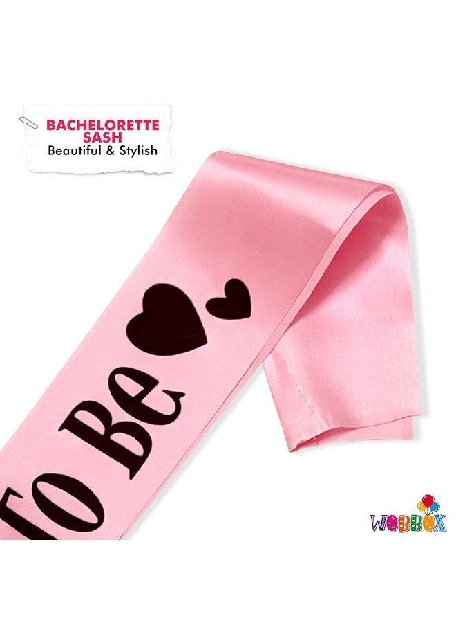 WOBBOX Bachelorette Party Sash For Bride & Groom, Bride To Be Sash, Briadal Shower Sash, Team Bride Sash, Bachelorette Party Decoration Items- Light Pink BlackText Bride to be - Image 2