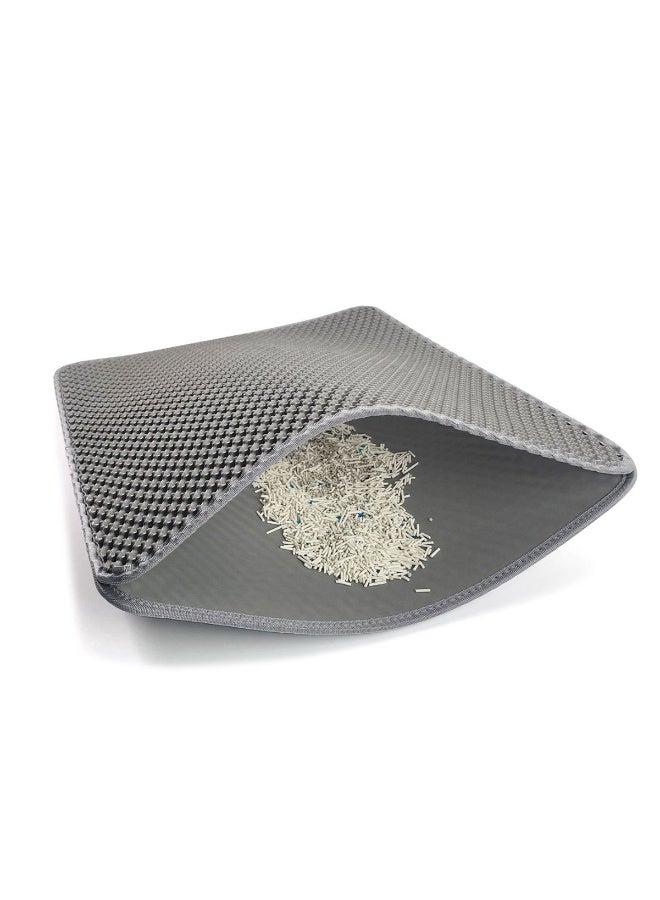 بابونا حصيرة صندوق فضلات القطط ذات الطبقتين على شكل قرص العسل، حصيرة فضلات الحيوانات الأليفة للقطط مع البول ومقاومة للماء، ومقاومة للتآكل، ومادة غير سامة لمنطقة صندوق الفضلات (60 × 45 سم، رمادي) - Image 3