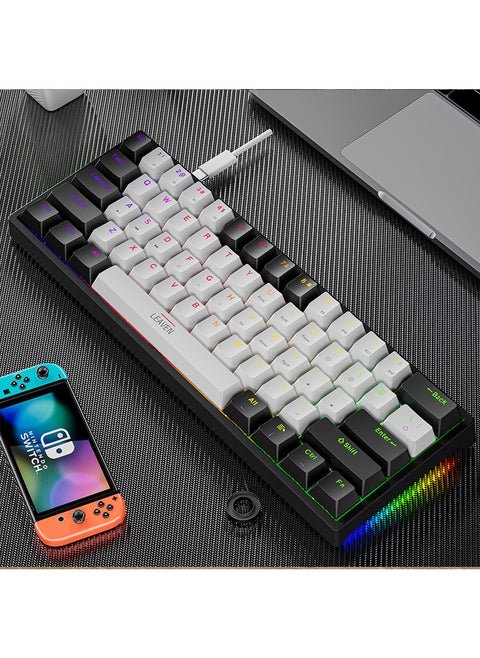 K620 E-sports Wired Mechanical Keyboard TYPE-C Hot Plug RGB Luminous Green Axis Game Bluetooth Mechanical Keyboard Crack k620 black and white double spell Green shaft classic version