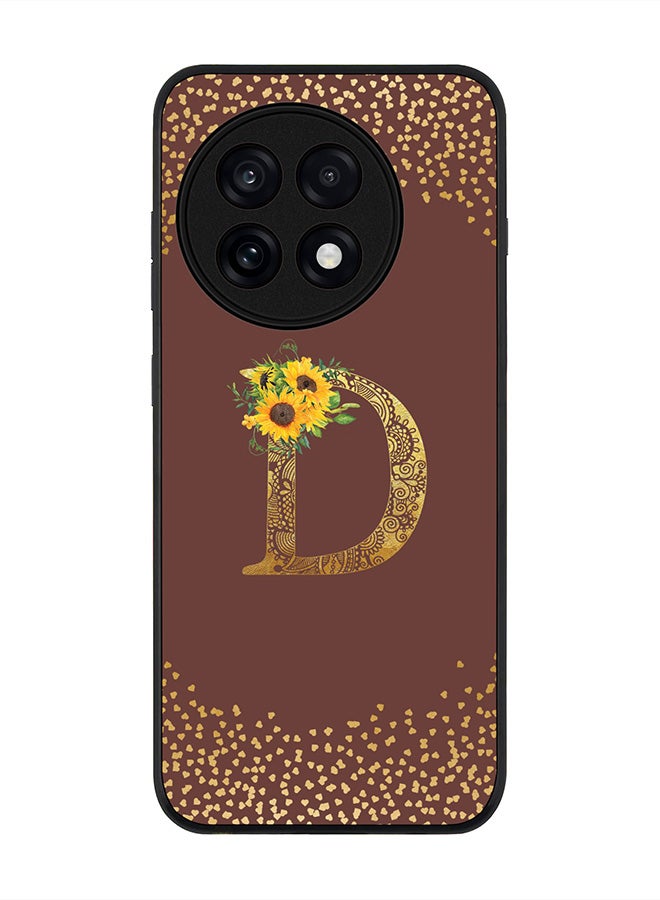 Stylizedd For OnePlus 13R / Ace 5 Pro Case,Slim fit Camera Protection, Shockproof Thin Phone cover  - Custom Floral Monogram - D  (Brown )