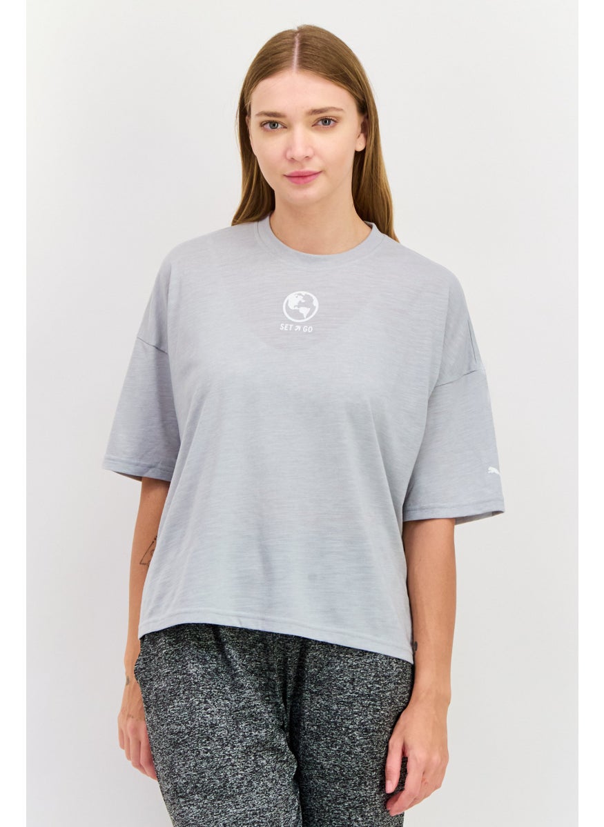 PUMA Women Sportswear Fit Short Sleeve Training T-Shirts, Light Grey  - Image 1
