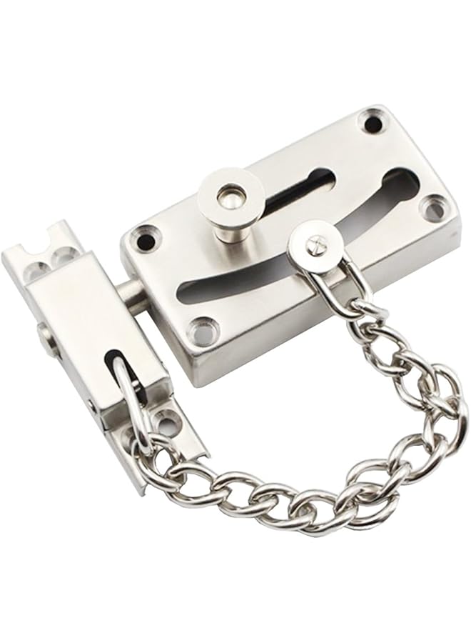 promass (100pcs) Slide Bolt Latch Gate Latches Safety Door Lock with Anti-Theft Chain and Spring lock,Heavy Duty Stainless Steel Brushed Nickel Finish - Image 1