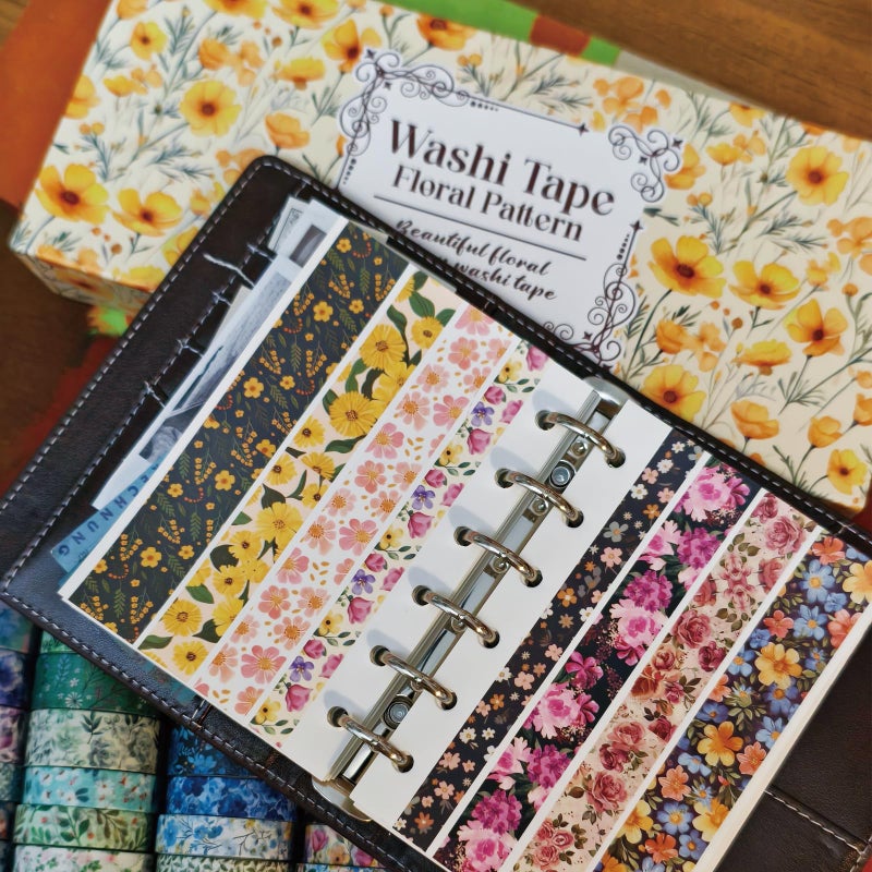 Bomichi Washi Tape, 42 Rolls Aesthetic Colored Decorative Cute Scrapbook Tape for Scrapbooking Supplies Journaling Craft Junk Journal - Image 5