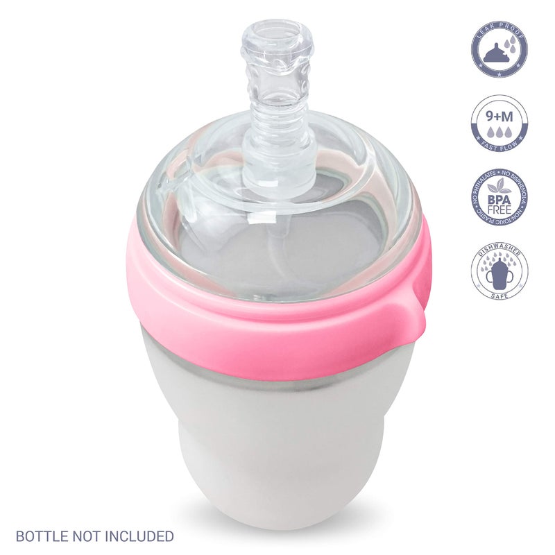AnPei Straw Transition Cup Kit for Comotomo Baby Bottles | Conversion Kit Fits 5 Ounce and 8 Ounce Bottles | Soft, Silicone Straw Top Bottle Nipple & Weighted Straw to Help Baby | 2 Pack (Pink) + Brushes - Image 4