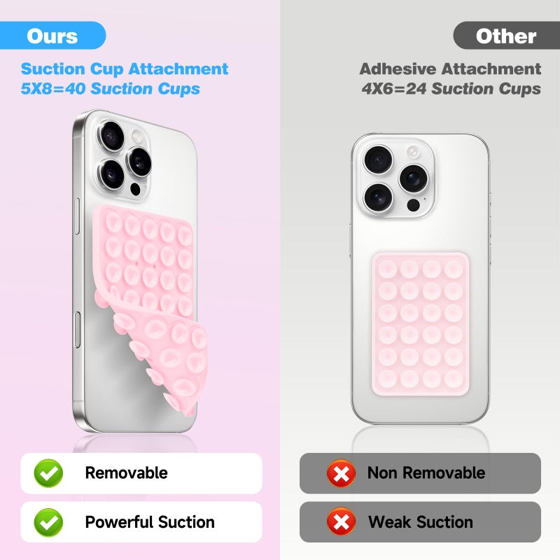 QxbBox 4Pack Silicone Suction Cup Phone Case Mount Double Sided, Hands-Free Strong Grip Holder for Selfies and Videos,Silicon Sticky Phone Grip with Higher Suction Power for Cell Phone - Image 4
