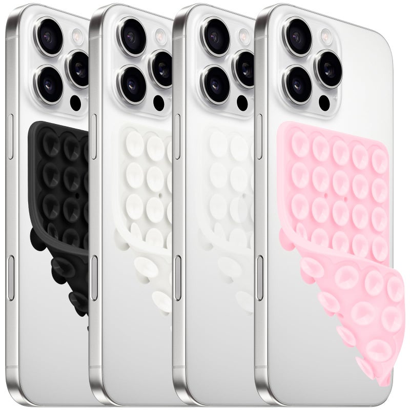 QxbBox 4Pack Silicone Suction Cup Phone Case Mount Double Sided, Hands-Free Strong Grip Holder for Selfies and Videos,Silicon Sticky Phone Grip with Higher Suction Power for Cell Phone - Image 1