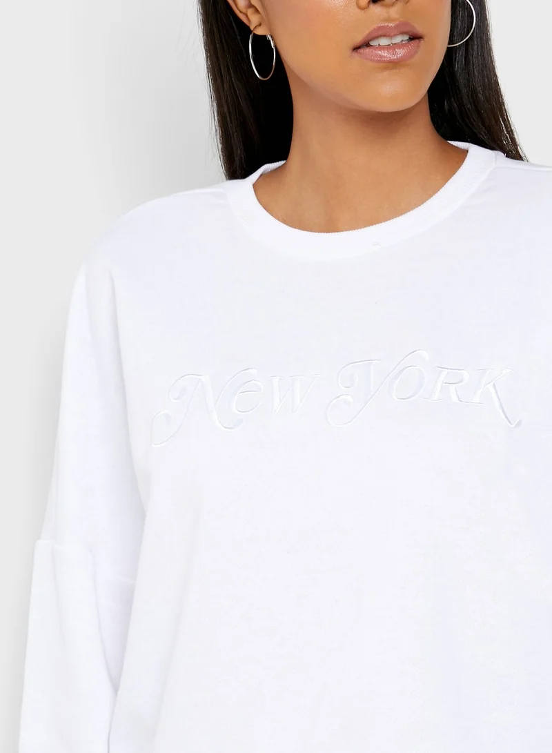 Cotton On Slogan Boxy Sweatshirt