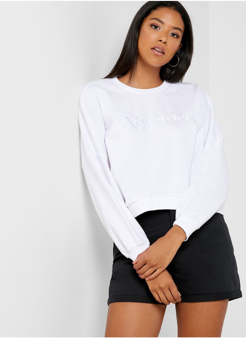 Cotton On Slogan Boxy Sweatshirt  - Image 1