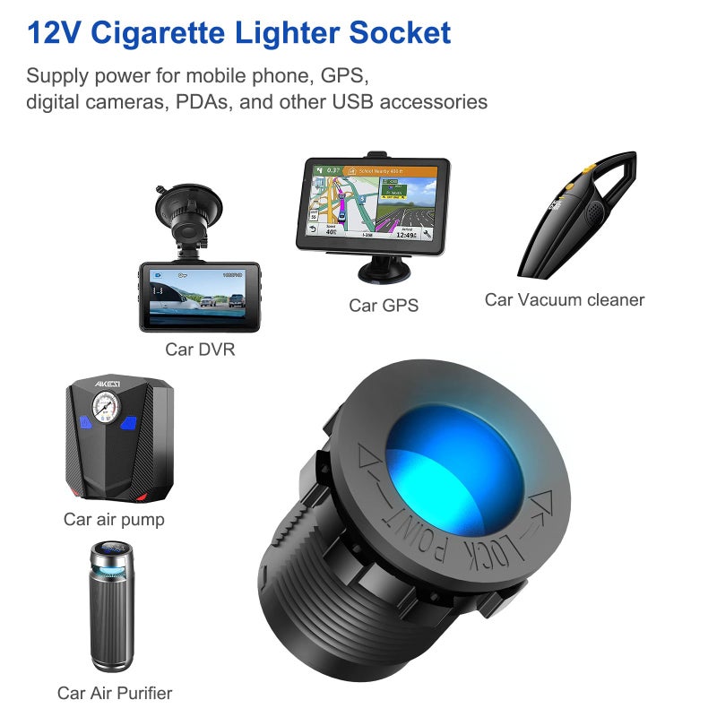 Hapytrip 2025 Upgraded 4 Port 12 Volt USB Outlet Cigarette Lighter Socket Panel, Dual PD3.0 and Dual QC3.0 USB Ports Aluminum Car Charger with Voltmeter, Lighted 150W Socket, 2 in 1 DIY Kit for Boat RV, etc. - Image 3