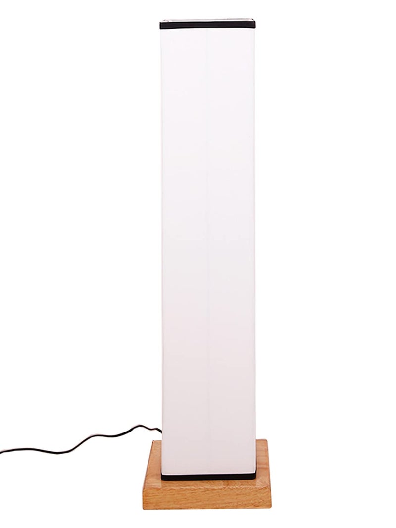 AMDHOME White Black Square Shade Floor lamp with Wood Natural Base - Image 3