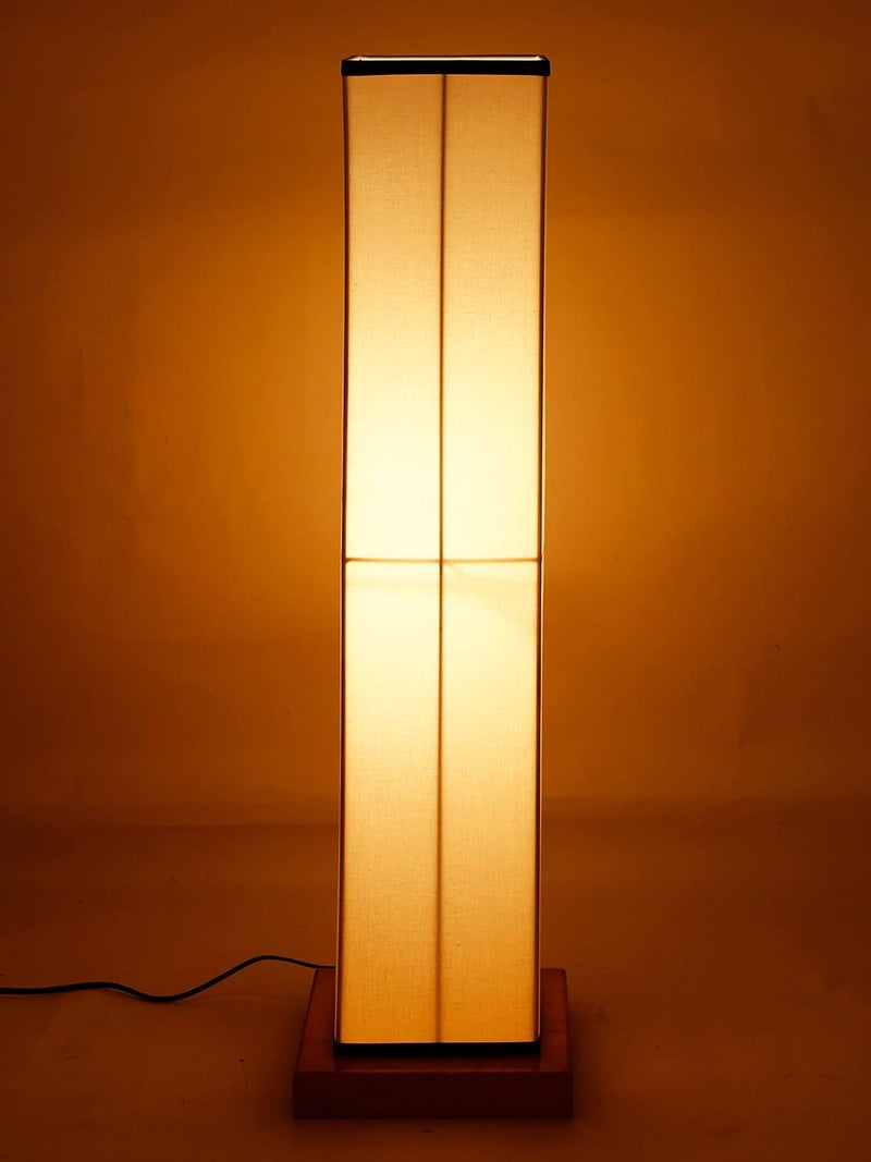 AMDHOME White Black Square Shade Floor lamp with Wood Natural Base - Image 5