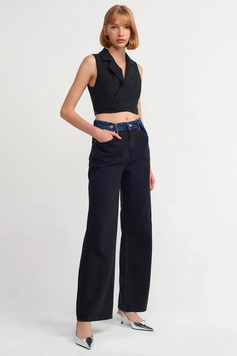 Dilvin Black DILVIN Women's Fitted Crepe Crop Blouse With Tie Front for Women | Best Price UAE