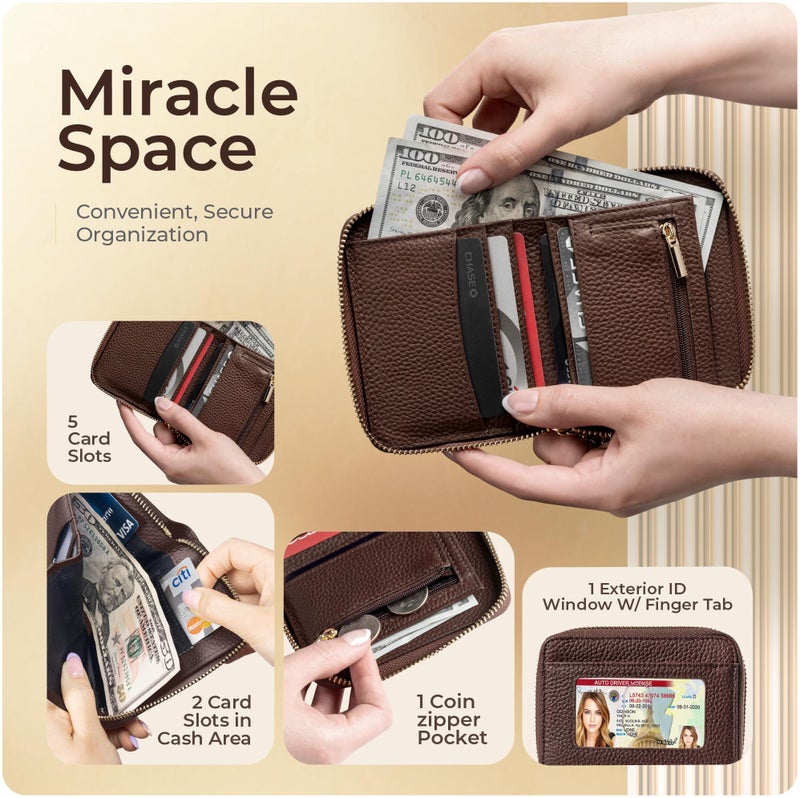 Claasico Bifold Wallet for Women RFID Blocking | Genuine Leather Zip Wallet & Ladies Coin Pocket | Stylish Credit Card Holder | Travel Wallet with Anti-Theft Protection - Image 2