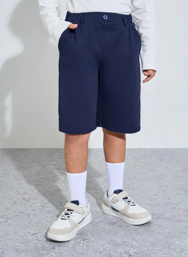ستايلي Teen Boys Solid Shorts with Elastic Waistband