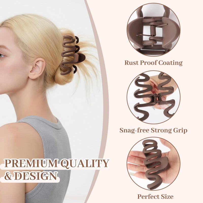 AuroTrends Matte Non-Slip Large Hair Clips for Women 8PCS (Neutral Colors), Durable Claw Clips for Women/Girls | Gift-Ready Neutral Hair Accessories for Daily & Special Occasions - Image 4