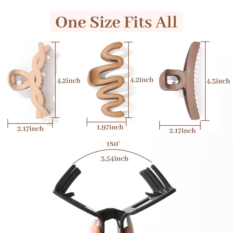 AuroTrends Matte Non-Slip Large Hair Clips for Women 8PCS (Neutral Colors), Durable Claw Clips for Women/Girls | Gift-Ready Neutral Hair Accessories for Daily & Special Occasions - Image 5