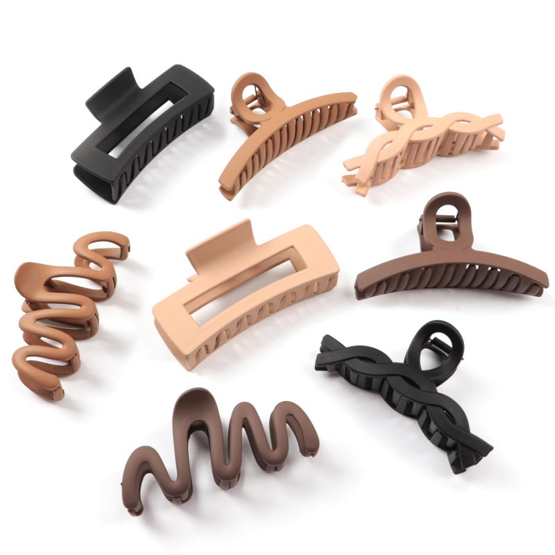 AuroTrends Matte Non-Slip Large Hair Clips for Women 8PCS (Neutral Colors), Durable Claw Clips for Women/Girls | Gift-Ready Neutral Hair Accessories for Daily & Special Occasions - Image 1