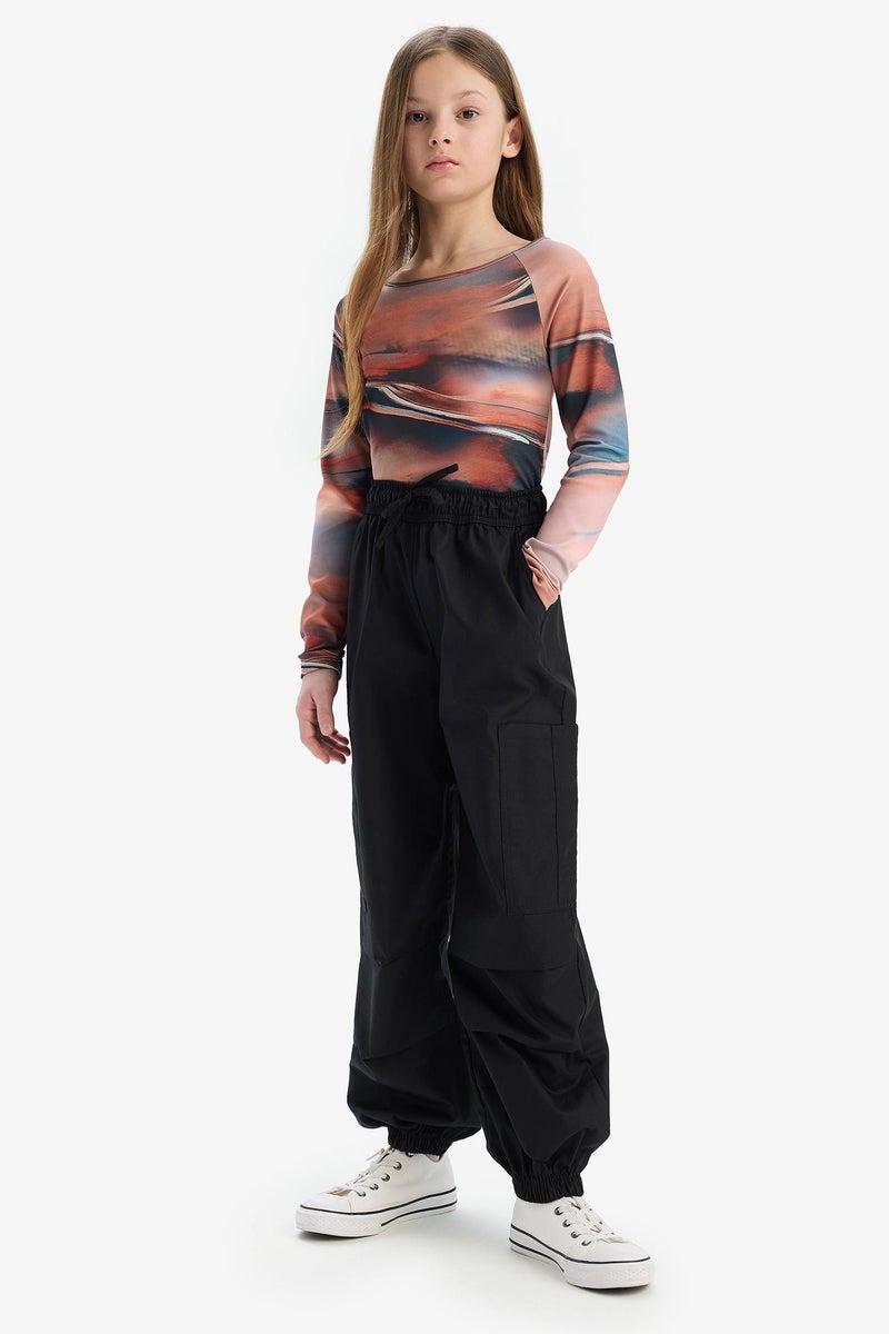 DeFacto Black Girl Girl Parachute Jogger Leg Cotton Cargo Pants Casual - Image 3