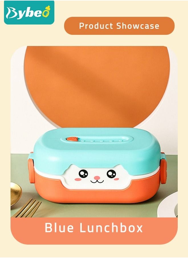 Kids Bento Lunch Box with Children's Food Grade Straw, Water Cup, Leak Proof 2 Grid Heat Insulation Design, Portable Toddler Snack Containers, BPA Free, Microwave Safe