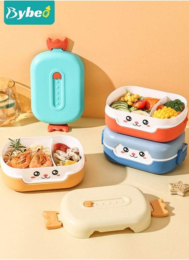 Kids Bento Lunch Box with Children's Food Grade Straw, Water Cup, Leak Proof 2 Grid Heat Insulation Design, Portable Toddler Snack Containers, BPA Free, Microwave Safe