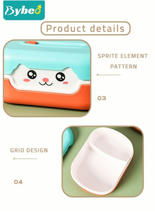Kids Bento Lunch Box with Children's Food Grade Straw, Water Cup, Leak Proof 2 Grid Heat Insulation Design, Portable Toddler Snack Containers, BPA Free, Microwave Safe