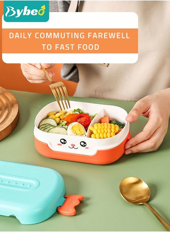 Kids Bento Lunch Box with Children's Food Grade Straw, Water Cup, Leak Proof 2 Grid Heat Insulation Design, Portable Toddler Snack Containers, BPA Free, Microwave Safe