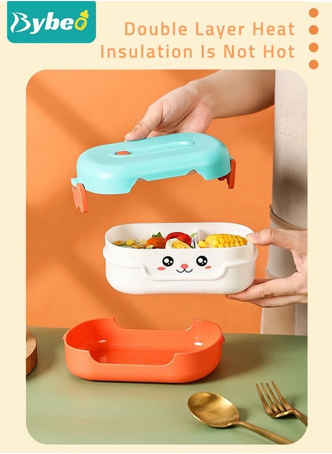 Kids Bento Lunch Box with Children's Food Grade Straw, Water Cup, Leak Proof 2 Grid Heat Insulation Design, Portable Toddler Snack Containers, BPA Free, Microwave Safe