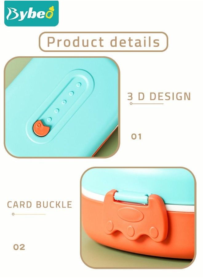 Kids Bento Lunch Box with Children's Food Grade Straw, Water Cup, Leak Proof 2 Grid Heat Insulation Design, Portable Toddler Snack Containers, BPA Free, Microwave Safe
