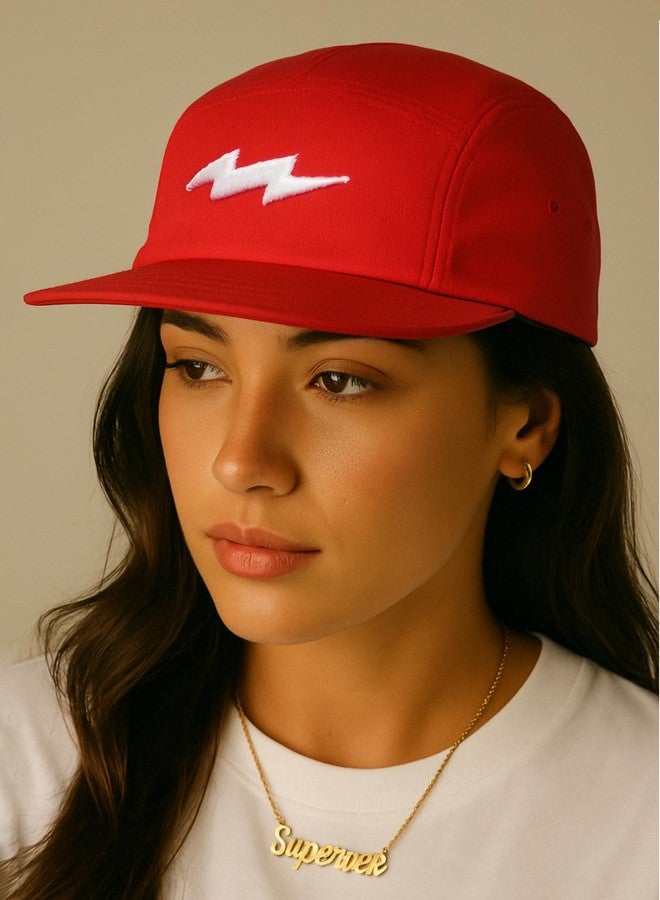 Supervek Red 5-Panel Packable Cap - Soft Crown Everyday Essential Travel Cap - Relaxed Fit for Men & Women - Adjustable Snapback - Stylish Caps for Men Original - Perfect for Streetwear & Travel - Image 2