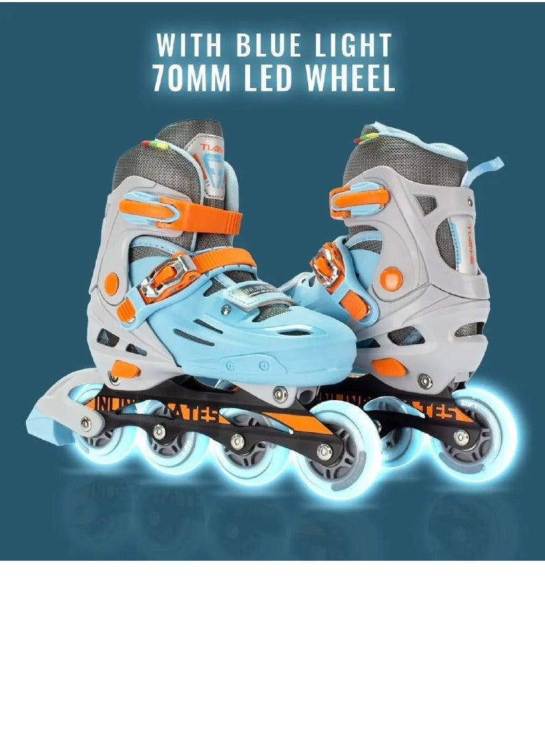 OVERS Teenager Adjustable Inline Skates Shoes with Luminous Lights Complete Set with Helmet and Protective Gear - Image 4