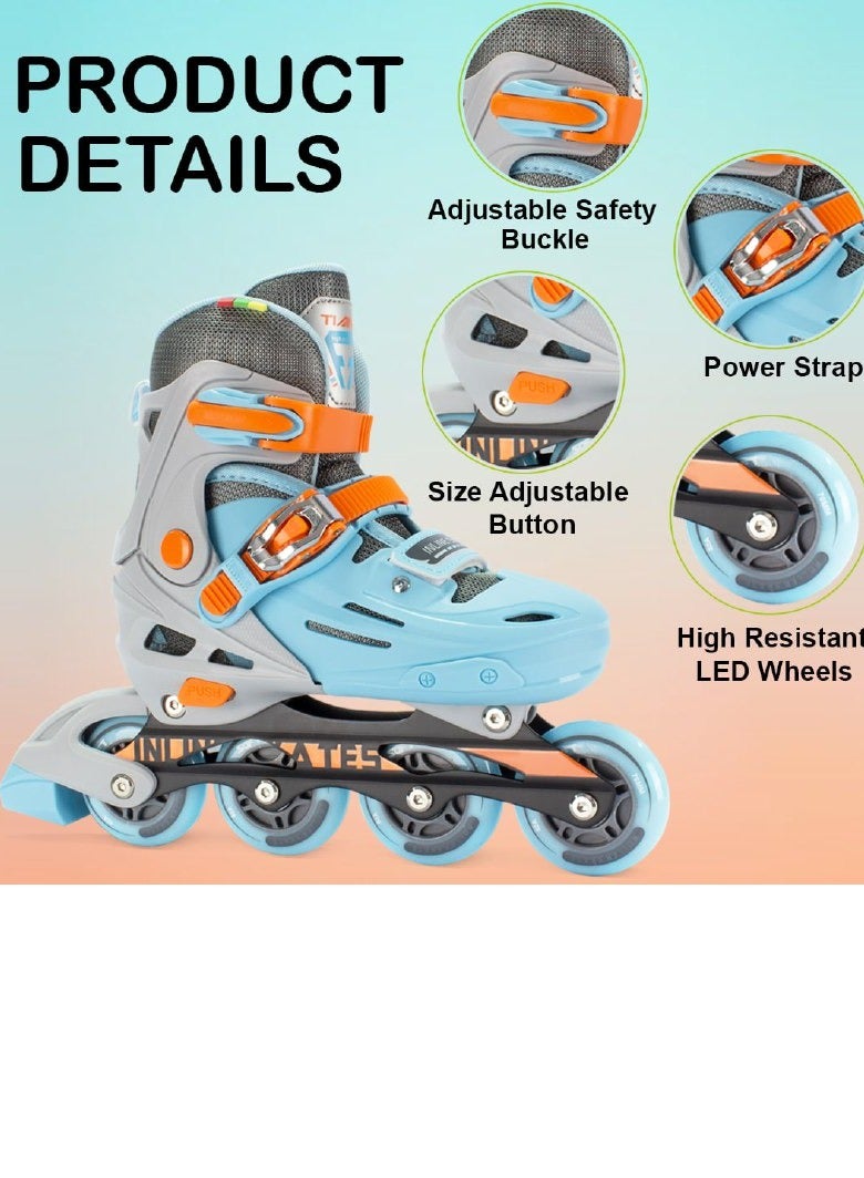 OVERS Teenager Adjustable Inline Skates Shoes with Luminous Lights Complete Set with Helmet and Protective Gear - Image 5