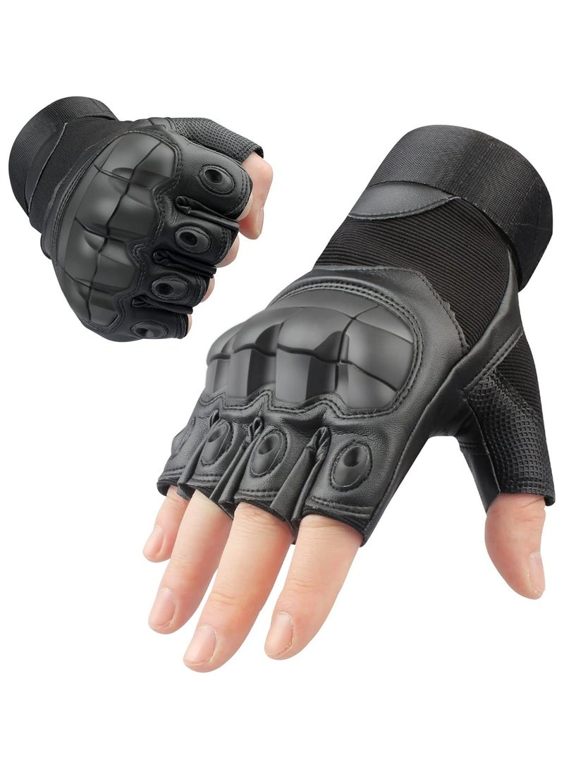 CMGTYYD Motorcycle Gloves for Men Hard Knuckle Protective Tactical Leather Glove, for Cycling Climbing Combat Hunting Workout Sports, Size: 6.9x4.5in/17x11.5cm (Black)  - Image 1