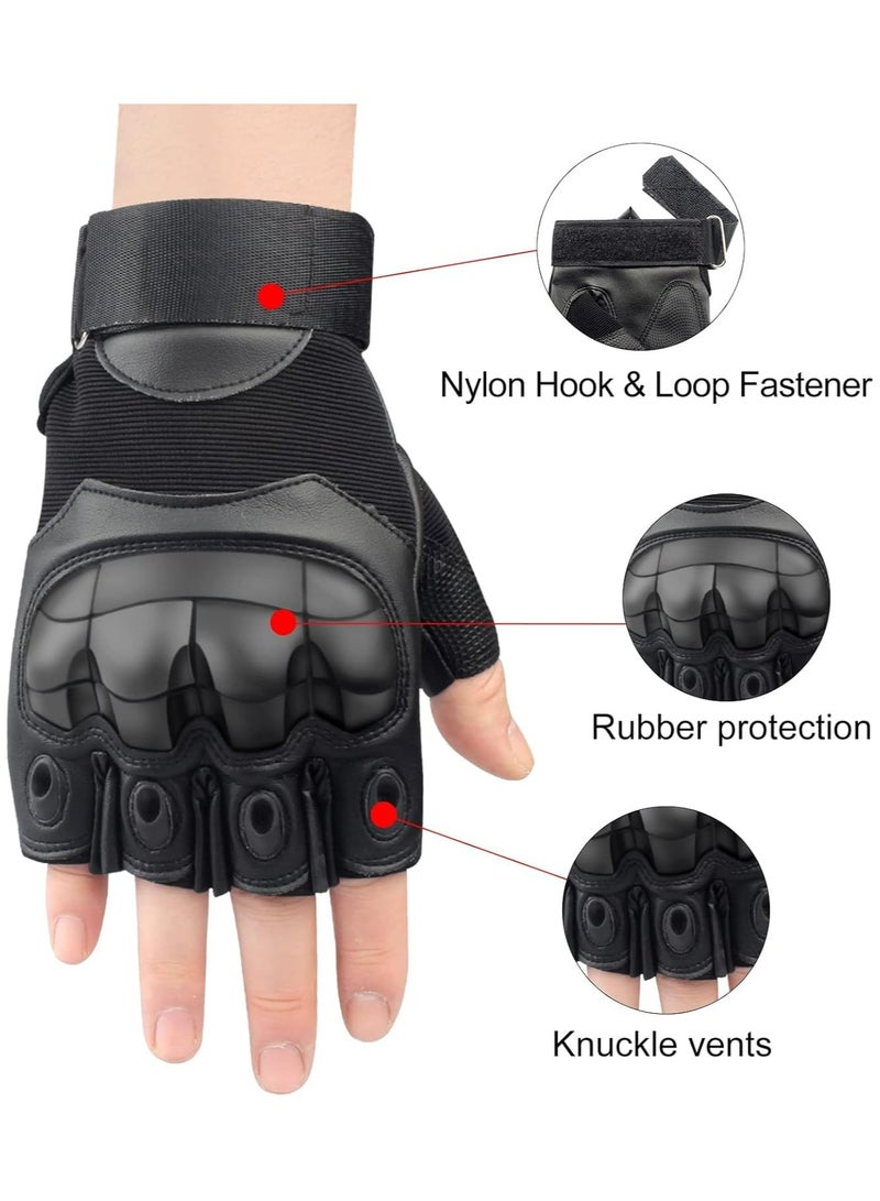 CMGTYYD Motorcycle Gloves for Men Hard Knuckle Protective Tactical Leather Glove, for Cycling Climbing Combat Hunting Workout Sports, Size: 6.9x4.5in/17x11.5cm (Black)  - Image 2