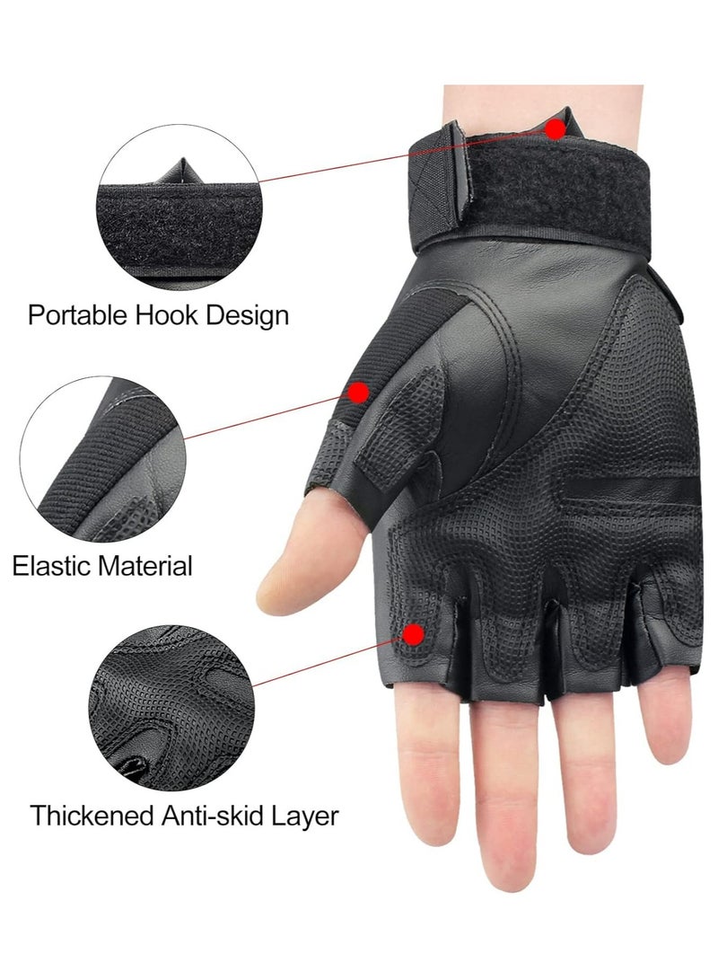 CMGTYYD Motorcycle Gloves for Men Hard Knuckle Protective Tactical Leather Glove, for Cycling Climbing Combat Hunting Workout Sports, Size: 6.9x4.5in/17x11.5cm (Black)  - Image 3