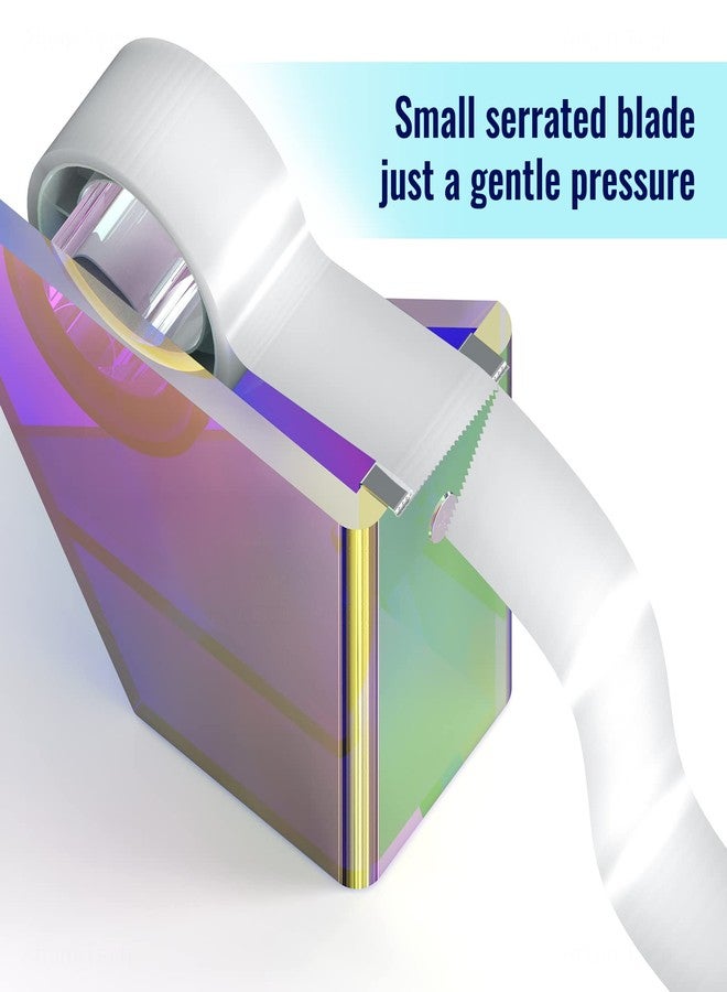 NiOffice Iridescent Acrylic Tape Dispenser with Sharp Stainless Steel Sawtooth for Standard 1 Inch Roll, Colorful Clear Aesthetic School Supplies Office Desktop Décor - Image 4