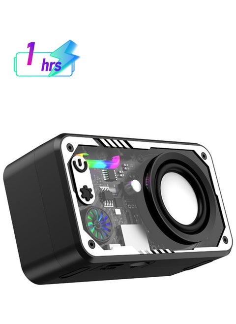 Portable Bluetooth Speaker, Bluetooth Speaker Loud, Wireless Bluetooth 5.3 Speaker with Color RGB Light, Device Serial Connection Double Speaker, Transparent Bluetooth Sound for Indoor, Outdoor