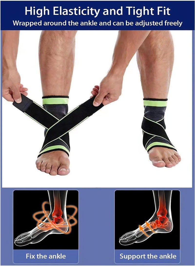 أس تس إل طقم ضغط الركبة وأكمام الركبة المكونة من قطعتين للرجال والنساء - كم دعم الركبة القابل للتعديل للجري وركوب الدراجات وكرة السلة + دعامة الكاحل لتخفيف التهاب اللفافة الأخمصية والكاحل الملتوي، وسادة الركبة - Image 4