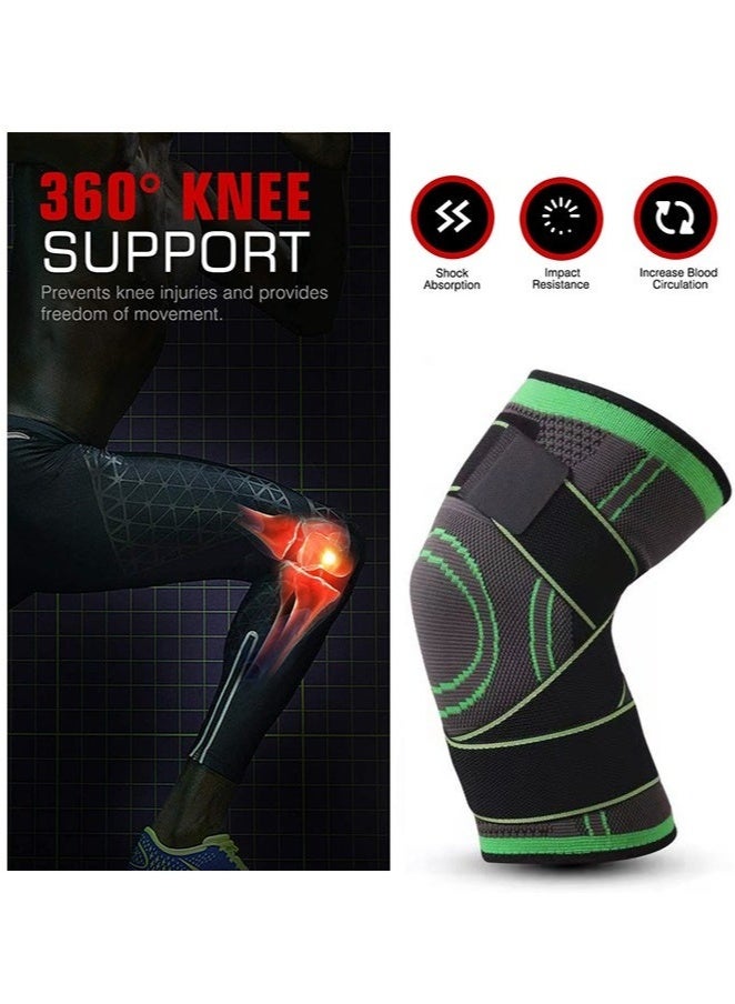 أس تس إل طقم ضغط الركبة وأكمام الركبة المكونة من قطعتين للرجال والنساء - كم دعم الركبة القابل للتعديل للجري وركوب الدراجات وكرة السلة + دعامة الكاحل لتخفيف التهاب اللفافة الأخمصية والكاحل الملتوي، وسادة الركبة - Image 2